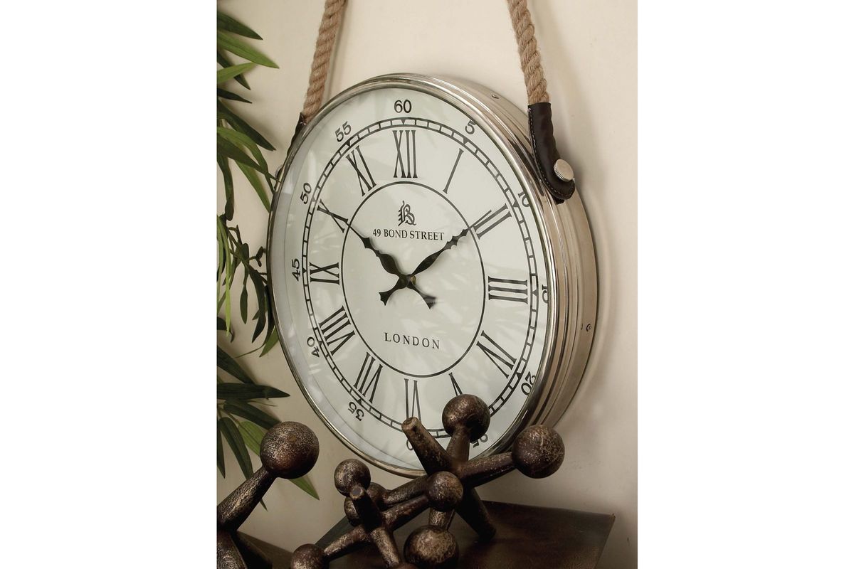 London Inspired 24" Round Rope Hanging Wall Clock at GardnerWhite