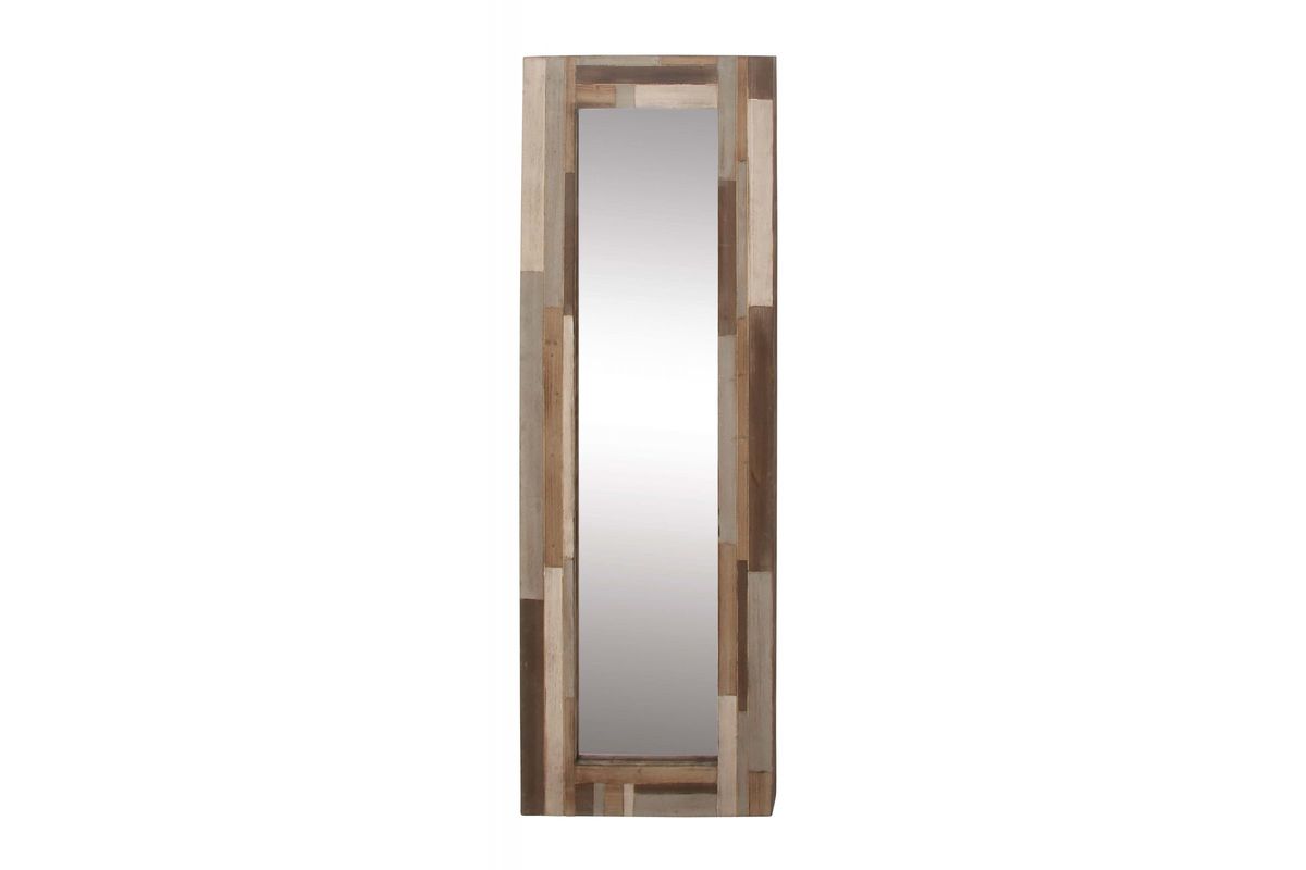 Modern Reflections Tall Rectangular Wall Mirror with Distressed Slat