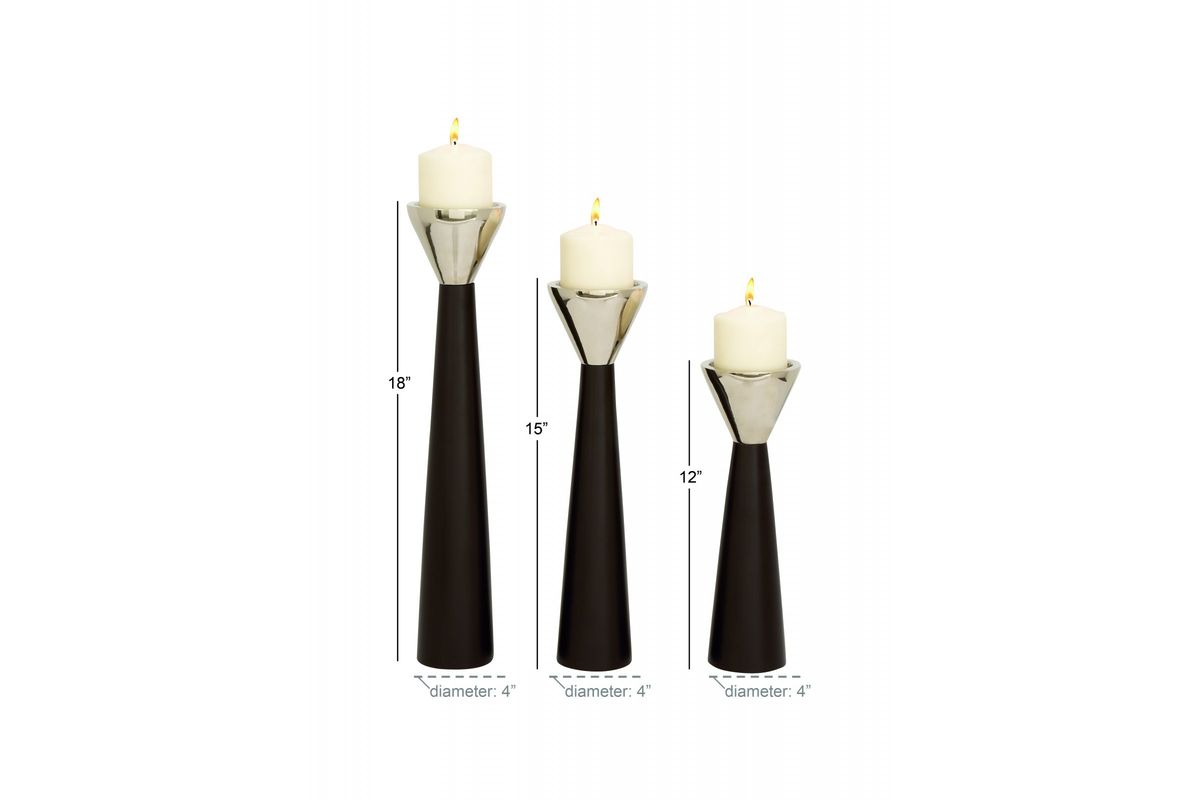 New Traditional ConeShaped Candle Holder (Set of 3) in Dark Brown