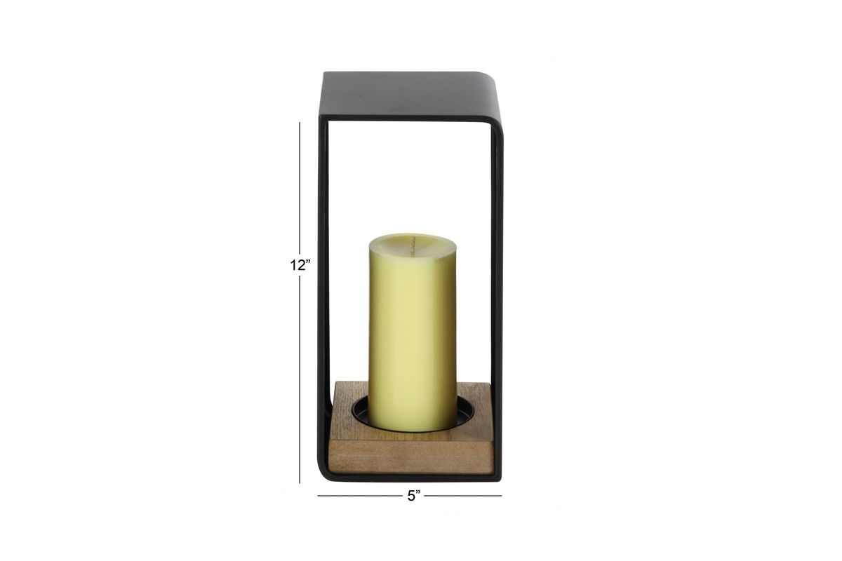 Modern Reflections Small Rectangular Candle Holder in Black