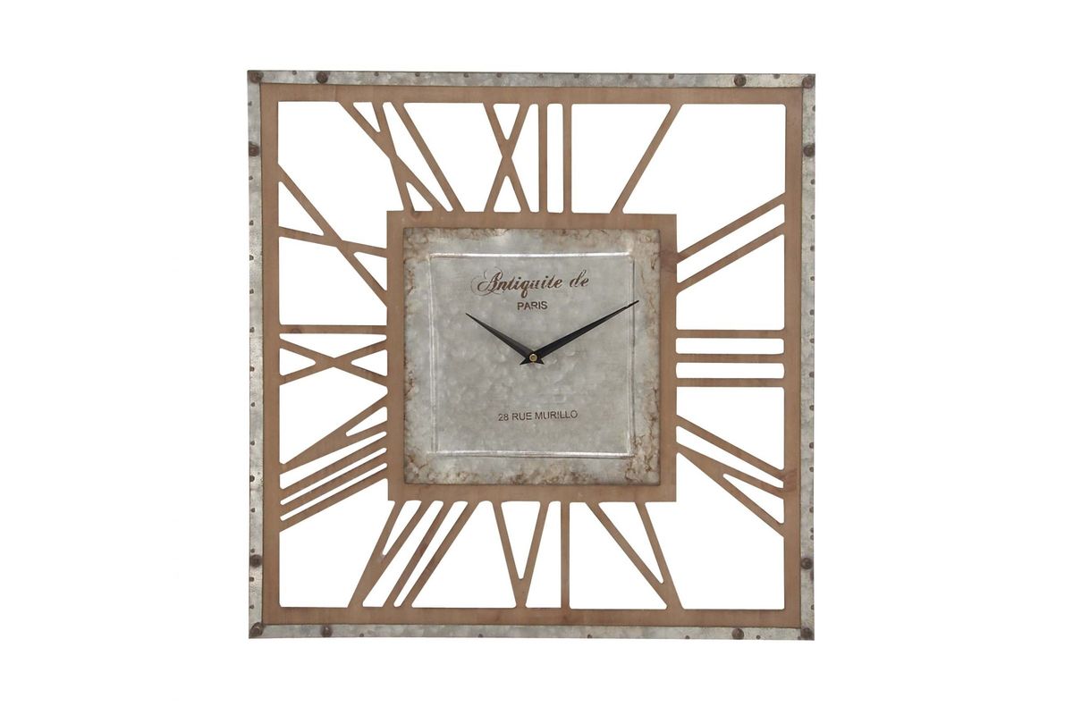 Rustic Reflections 22" Square Metal Wall Clock at GardnerWhite