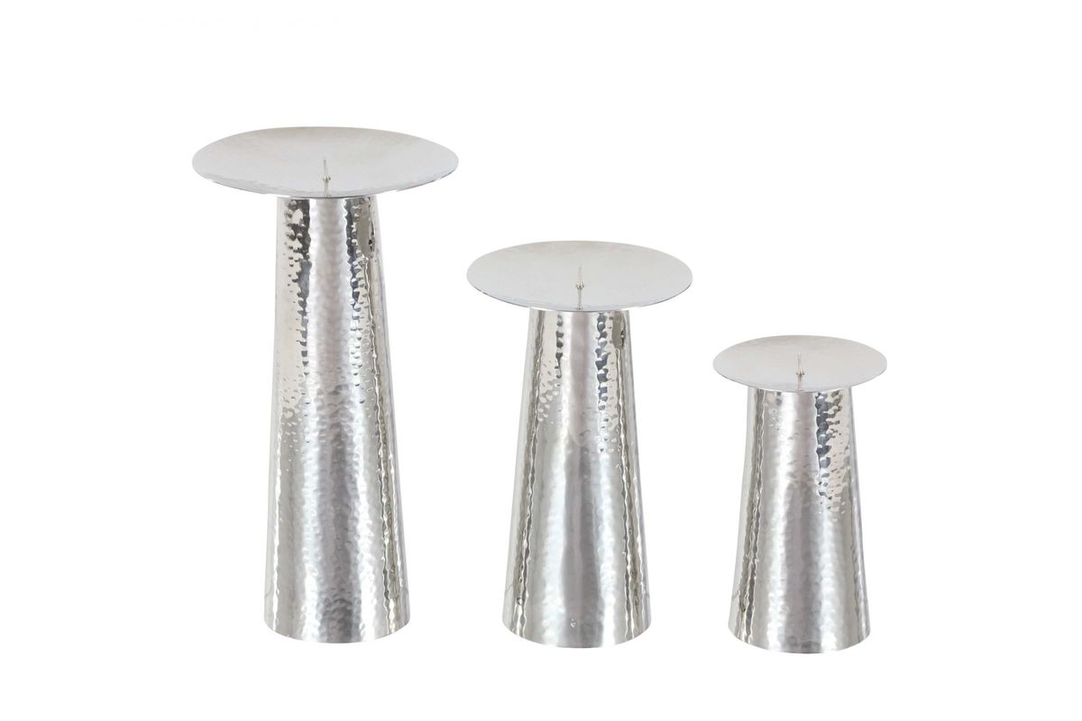 Modern Reflections ConeShaped Candle Holder (Set of 3) in Silver
