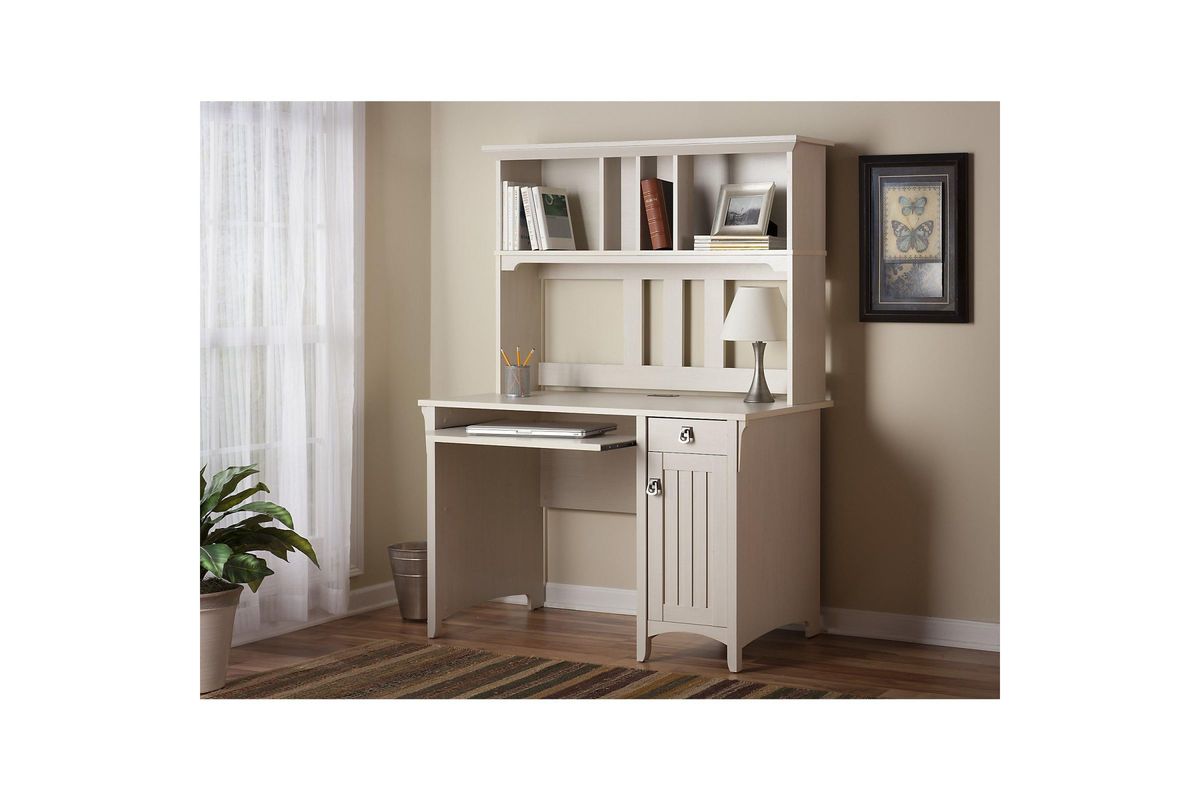 Salinas Mission Style Desk with Hutch in Antique White by Bush