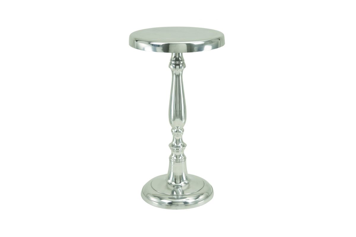 Classic Modern Pedestal Accent Table in Polished Chrome