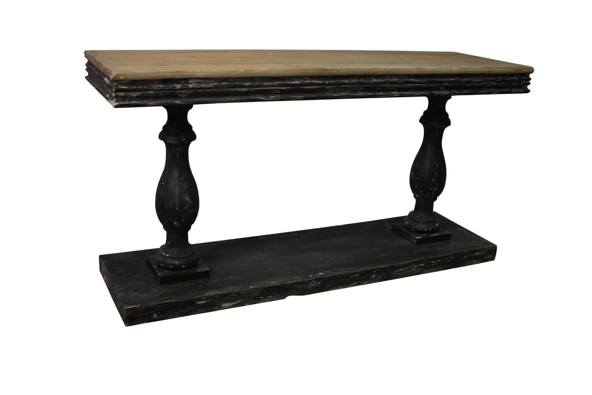Rustic Elegance Wood Console Table in Brown/Black at GardnerWhite